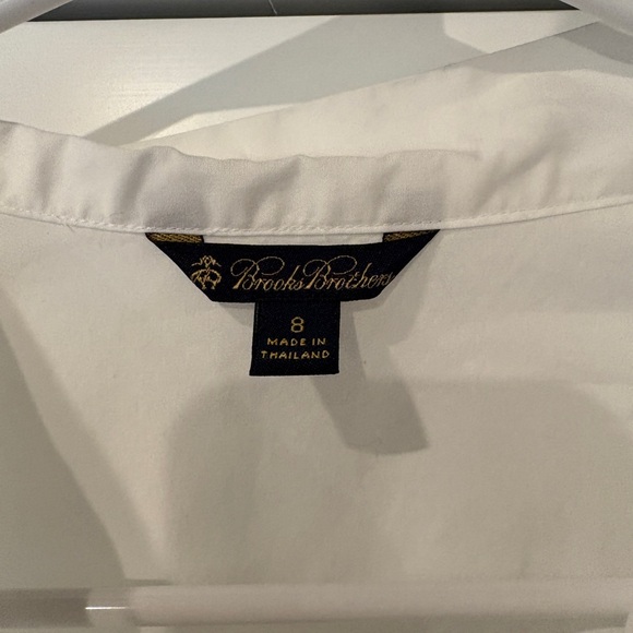 Brooks Brothers cotton stretch 3/4 sleeve pullover blouse with neck tie/bow - Picture 4 of 9